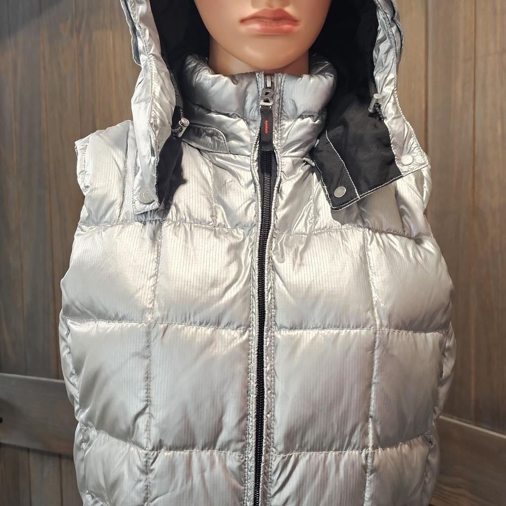 Bogner Silver Quilted Hooded Puffer Vest - Women
